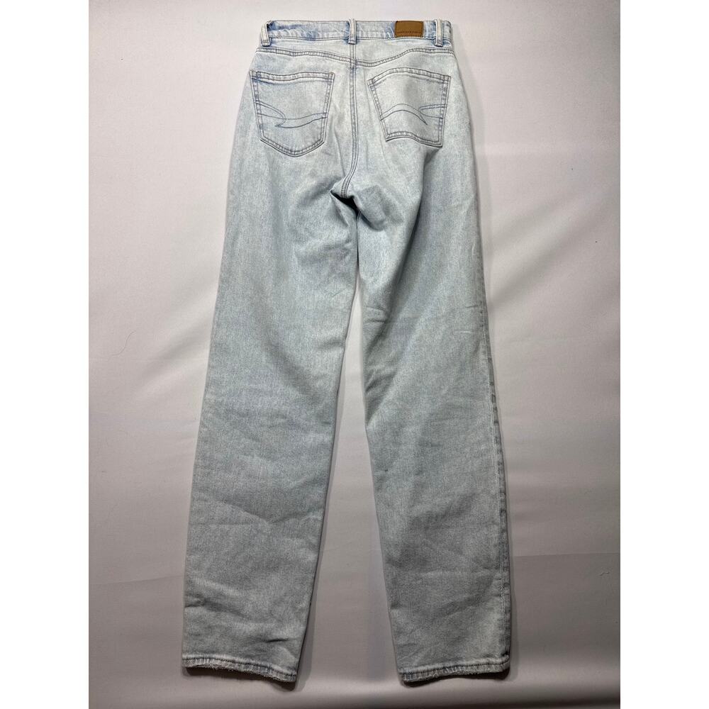 American Eagle Women's Highest Rise Baggy Straight Leg Jeans - Size 0 (27x31.5) - Picture 3 of 6
